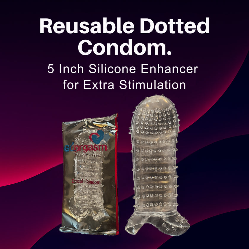 Reusable Crystal Dotted Condom Sleeve – 5 Inch Silicone Enhancer for Extra Stimulation
