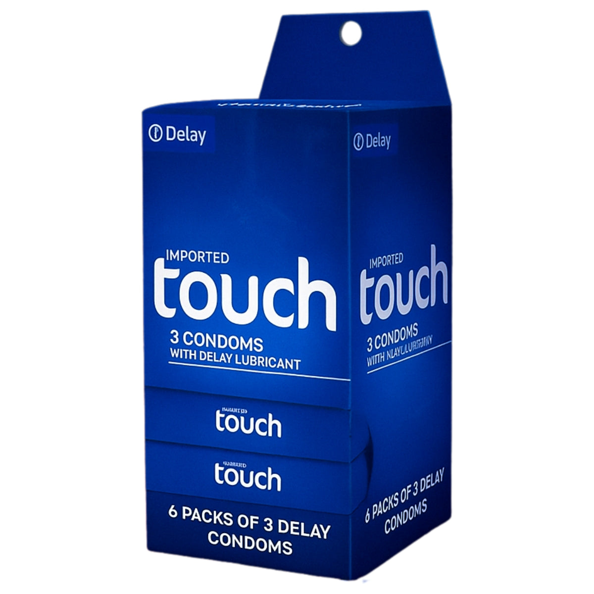Touch Delay Condoms – 18-Pack with Dispenser Box for Extended Pleasure & Timing Control