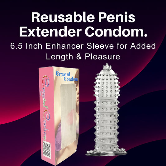 Reusable Silicone Penis Extender Condom – 6.5 Inch Enhancer Sleeve for Added Length & Pleasure