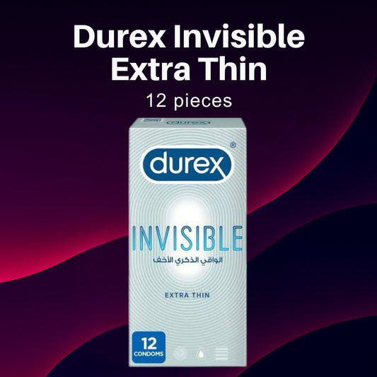Durex Invisible Extra Thin Condoms – 12 Pieces | Ultra Sensitive Latex for Maximum Feel