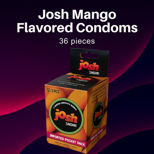 Josh Mango Flavored Condoms – 36 Pieces (Sindhri Aroma Pocket Pack, 12×3)