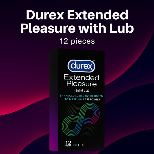 Durex Extended Pleasure Condoms – 12 Pieces with Delay Lubricant for Long-Lasting Performance